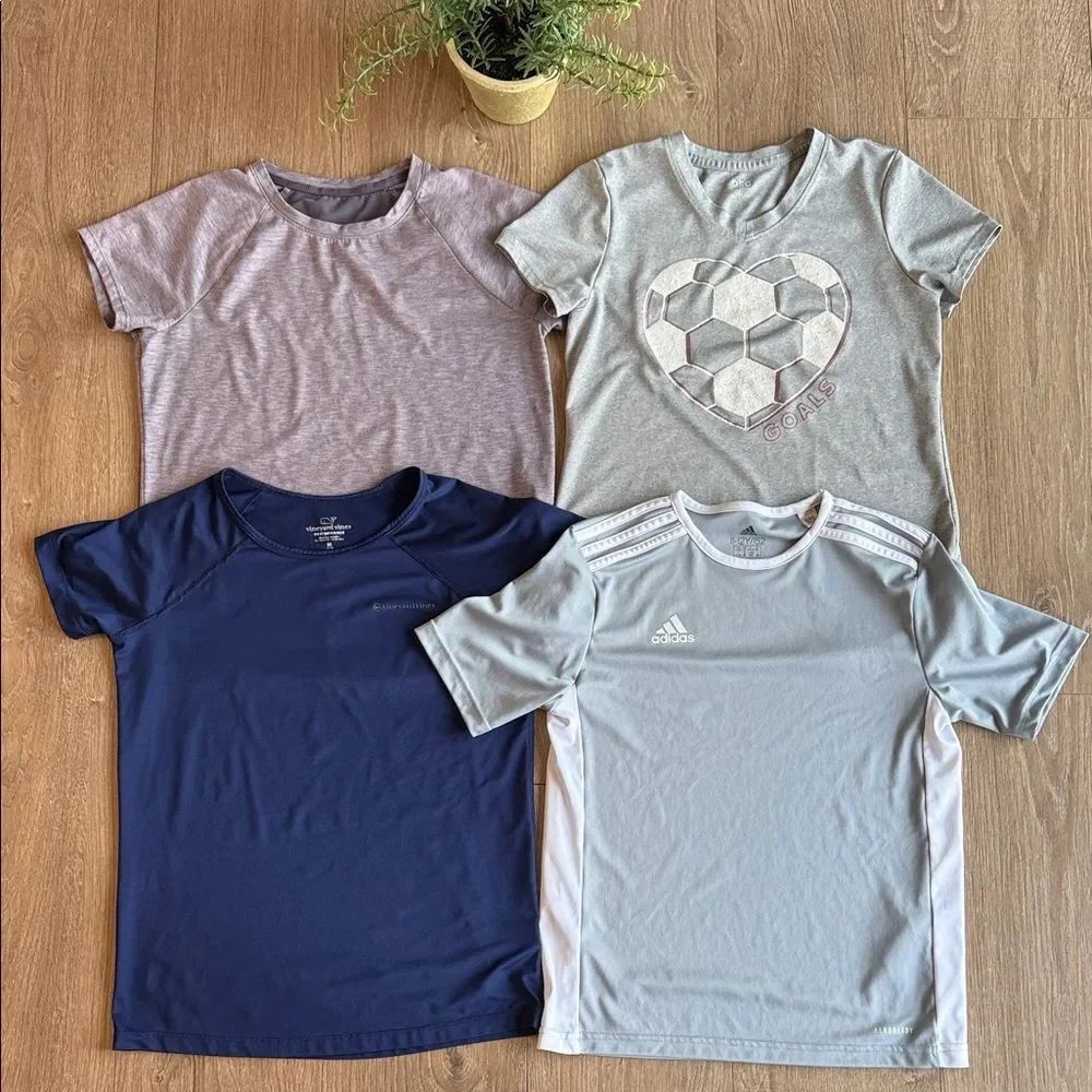 ((4 PIECE)) ATHLETIC TEE BUNDLE ATHLETA VINEYARD VINES ADIDAS DSG SZ LARGE 12